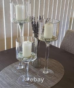 Glass Candleholders Tea Light Candle Holders Wedding Weddings Hurricane Tall Ele