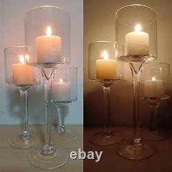 Glass Candleholders Tea Light Candle Holders Wedding Weddings Hurricane Tall for