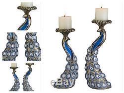 Glass Candlestick Holder Set Candle Stand Decorative Peacock Unique Pillar Gift