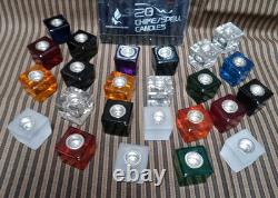Glass Cube Chime Candle Holders & Candle Set 24 Holders 20 New Candles Set