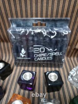 Glass Cube Chime Candle Holders & Candle Set 24 Holders 20 New Candles Set