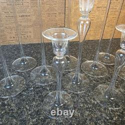 Glass Dimensions Hand Blown Taper Candle Holders Set of 10 Clear Glass USA Tall