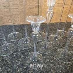 Glass Dimensions Hand Blown Taper Candle Holders Set of 10 Clear Glass USA Tall