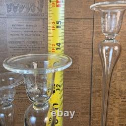Glass Dimensions Hand Blown Taper Candle Holders Set of 10 Clear Glass USA Tall