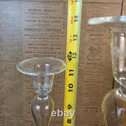 Glass Dimensions Hand Blown Taper Candle Holders Set of 10 Clear Glass USA Tall