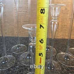 Glass Dimensions Hand Blown Taper Candle Holders Set of 10 Clear Glass USA Tall