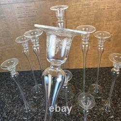 Glass Dimensions Hand Blown Taper Candle Holders Set of 10 Clear Glass USA Tall