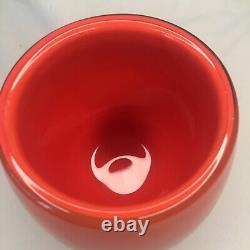 Glass. Ful Votive Candle Holder Fire Orange Red Hand Blown Glassy Style