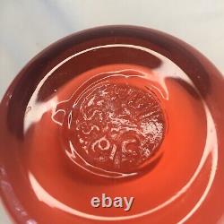 Glass. Ful Votive Candle Holder Fire Orange Red Hand Blown Glassy Style