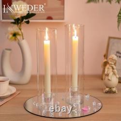 Glass Hurricane Candle Holder 11.8 Tall Candlestick Holder Bulk with Cylind