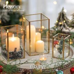 Glass Hurricane Candle Holder Gold Hurricane Candle Holders with Metal Frame