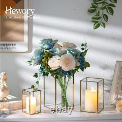 Glass Hurricane Candle Holder Gold Hurricane Candle Holders with Metal Frame
