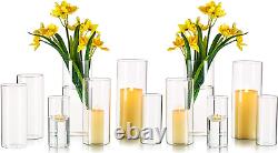 Glass Hurricane Candle Holder Set of 12, Tall Cylinder Vase for Centerpieces, C