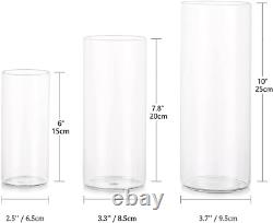 Glass Hurricane Candle Holder Set of 12, Tall Cylinder Vase for Centerpieces, C