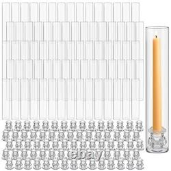 Glass Hurricane Candle Holders 36 Set 12.6 Bulk Wedding Centerpiece Clear Open