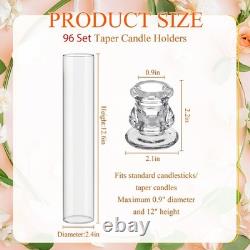 Glass Hurricane Candle Holders 36 Set 12.6 Bulk Wedding Centerpiece Clear Open
