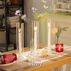 Glass Hurricane Candle Holders 36 Set 12.6 Bulk Wedding Centerpiece Clear Open