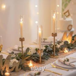 Glass Hurricane Candlestick Holders Gold 18 PCS Taper Candle Holder Bulk Tall