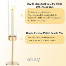 Glass Hurricane Candlestick Holders Gold 18 PCS Taper Candle Holder Bulk Tall