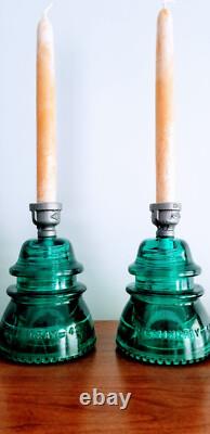 Glass Insulator Candle Holders. Candlestick Holders. Steampunk Decor