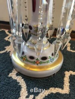 Glass Mantle Lusters Bohemia Czech Lead Crystals Candle Holder (340)