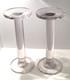 Glass Pedestal Pillar Pair Of Candle Holders Hand Blown Mcm Vintage