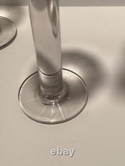 Glass Pedestal Pillar Pair of Candle Holders Hand Blown MCM Vintage