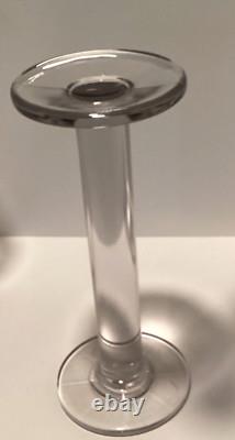 Glass Pedestal Pillar Pair of Candle Holders Hand Blown MCM Vintage