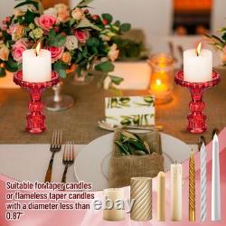 Glass Taper Candle Holder Set with White Candles