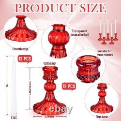 Glass Taper Candle Holder Set with White Candles