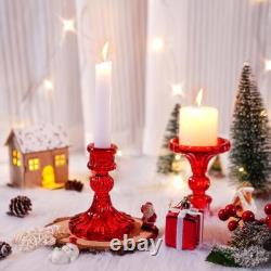 Glass Taper Candle Holder Set with White Candles