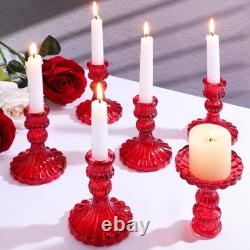 Glass Taper Candle Holder Set with White Candles