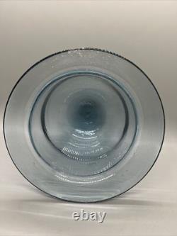 Glass Wick Candle Holder Hurricane Blue Pontil 7.25x6.25