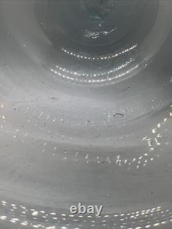 Glass Wick Candle Holder Hurricane Blue Pontil 7.25x6.25