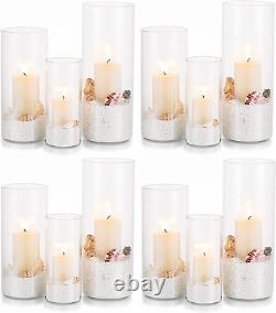 Glasseam Glass Cylinder Candle Holder Set of 12, Hurricane Candle Holders for Pi
