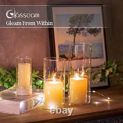 Glasseam Glass Cylinder Candle Holder Set of 12, Hurricane Candle Holders for Pi