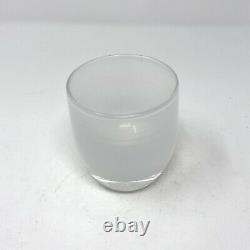 GlassyBaby CELEBRATE WHITE Hand-Blown Votive Candle Holder-Classy Elegant EUC