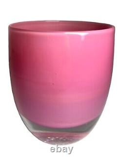 Glassybaby BFF #0187 Pink Purple Glass Candle Votive Holder With Sticker