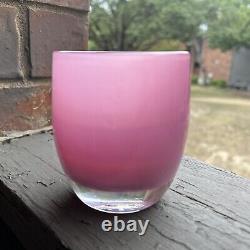Glassybaby BFF #187 Pink Votive Candle Holder Pre-Triskelion with Sticker