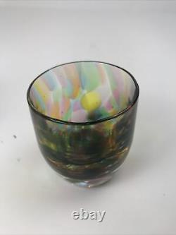 Glassybaby Beyond the Stars Colorful Golden Round Blown Glass Tea Candle Holder