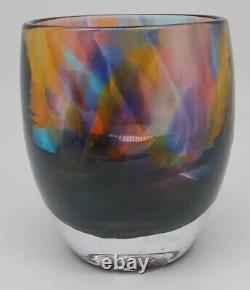 Glassybaby Beyond the Stars Colorful Moody Dark Blown Glass Tea Candle Holder