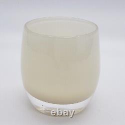 Glassybaby CREAM Votive Glass Candle Holder w Label 38 Pre triskeleton