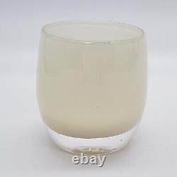 Glassybaby CREAM Votive Glass Candle Holder w Label 38 Pre triskeleton