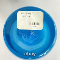 Glassybaby Calm Sea Blue Votive Candle Holder 3.5 Label