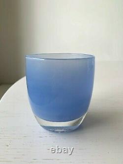 Glassybaby Candle Holder Blue DOG PADDLE Retired New with Sticker Glass Baby HTF