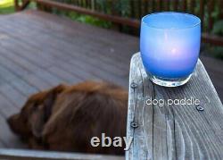 Glassybaby Candle Holder Blue DOG PADDLE Retired New with Sticker Glass Baby HTF