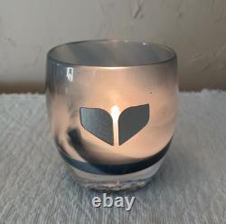 Glassybaby Candle Holder I See You Navy Blue Silver Recessed Wings