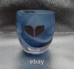 Glassybaby Candle Holder I See You Navy Blue Silver Recessed Wings