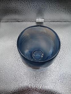 Glassybaby Candle Holder I See You Navy Blue Silver Recessed Wings