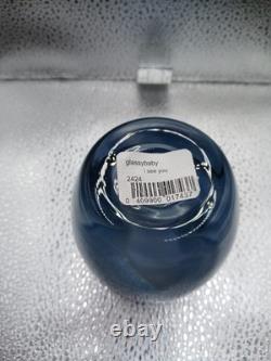 Glassybaby Candle Holder I See You Navy Blue Silver Recessed Wings